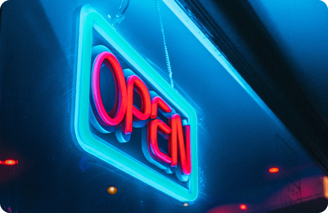 Open neon sign